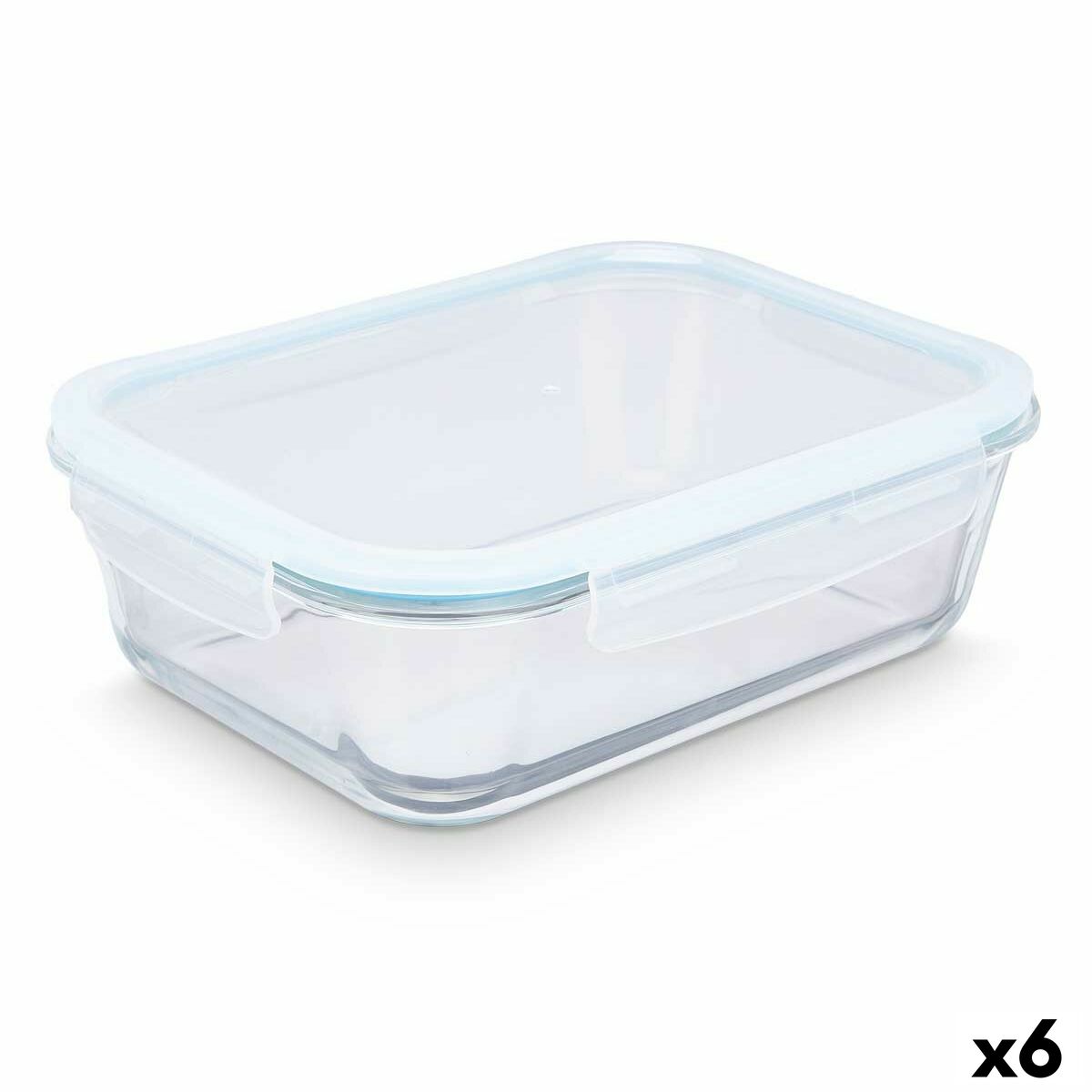 Lancheira Transparente Silicone Vidro de Borosilicato 2,8 L 29,5 x 9 x 22,8 cm (6 Unidades) - EcoNest