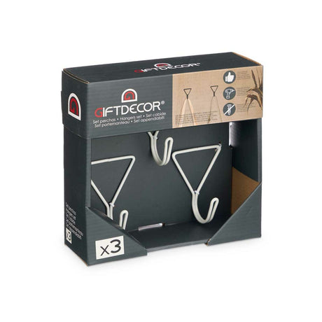 Cabides Branco Metal Triangular Conjunto 3 Peças (6 Unidades) - EcoNest