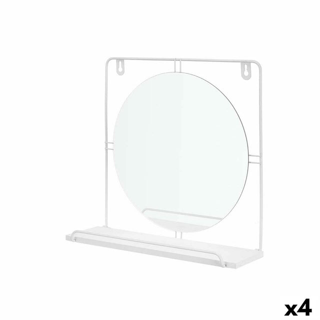 Espelho com Suporte Branco Metal Madeira MDF 33,7 x 30 x 10 cm (4 Unidades) - EcoNest