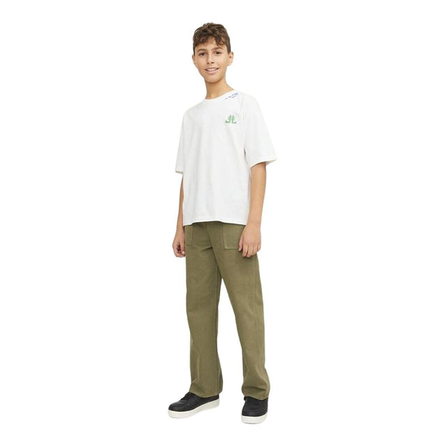 Camisola de Manga Curta Infantil Jack & Jones Jorcole Back Print Branco Verde - EcoNest