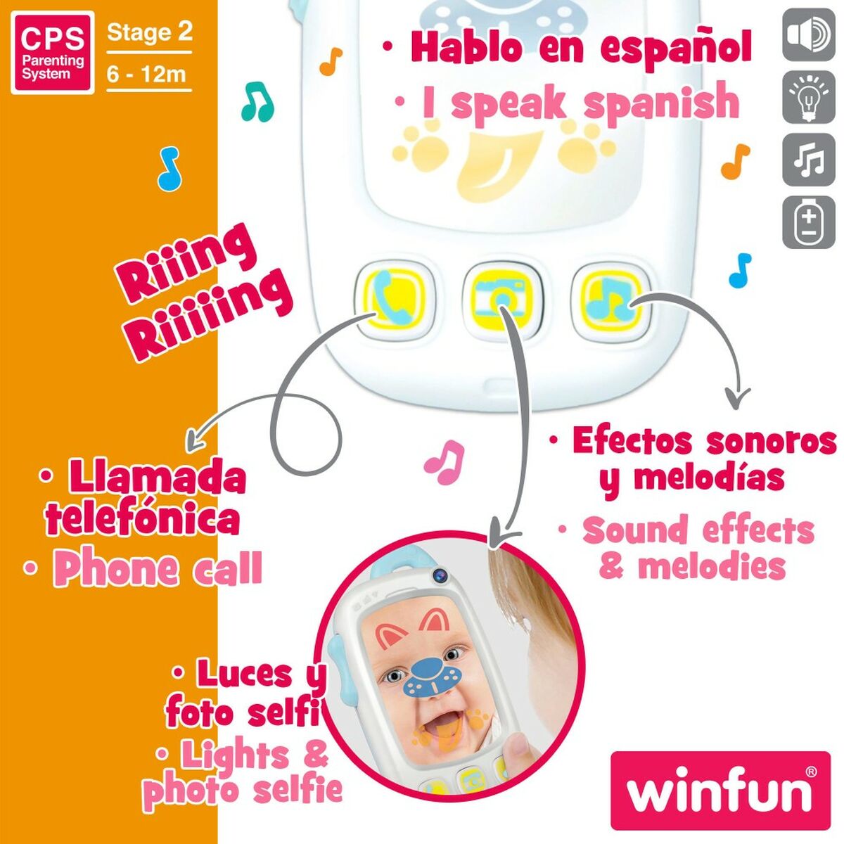 Telefone de brincar Winfun Branco 9 x 15,5 x 3,8 cm (6 Unidades) - EcoNest