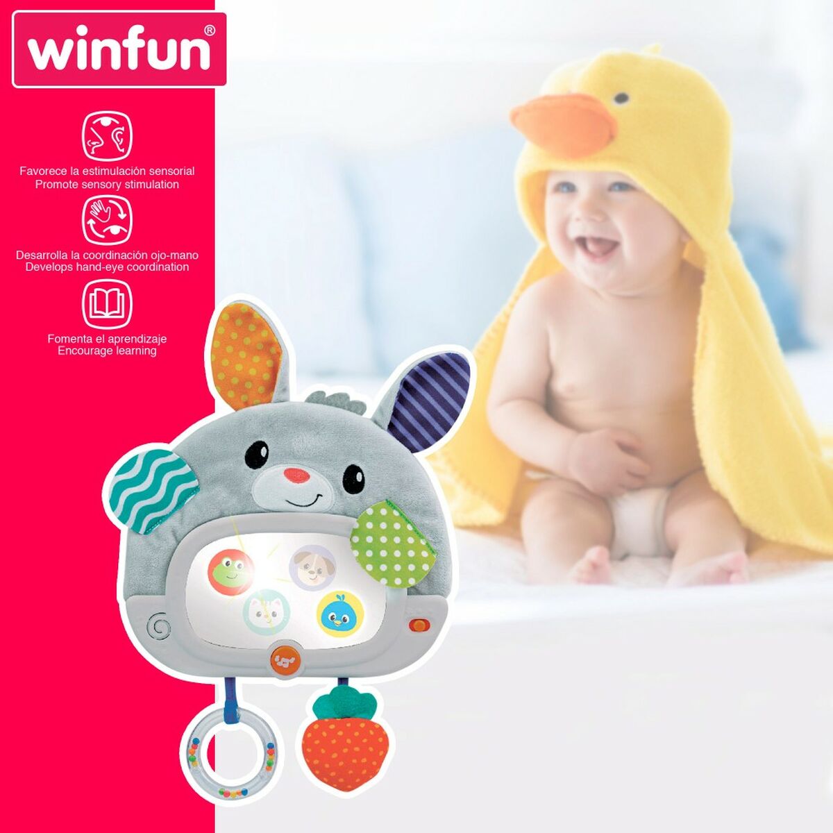 Brinquedo de bebé Winfun Coelho 25 x 35 x 2,5 cm (4 Unidades) - EcoNest