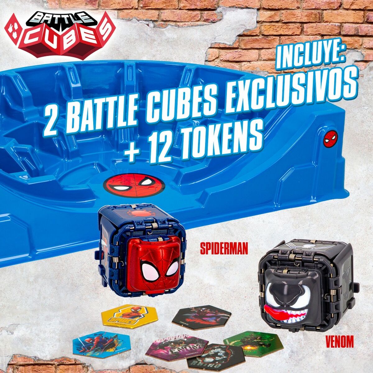 Estádio de batalhas Spider-Man Battle Cubes 15 Peças 4 Unidades 42,5 x 9 x 28 cm - EcoNest