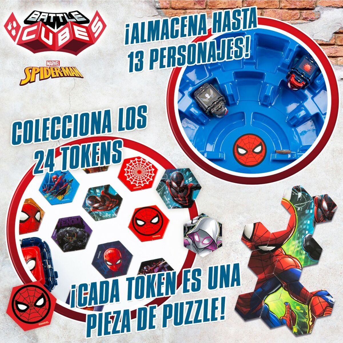 Estádio de batalhas Spider-Man Battle Cubes 15 Peças 4 Unidades 42,5 x 9 x 28 cm - EcoNest