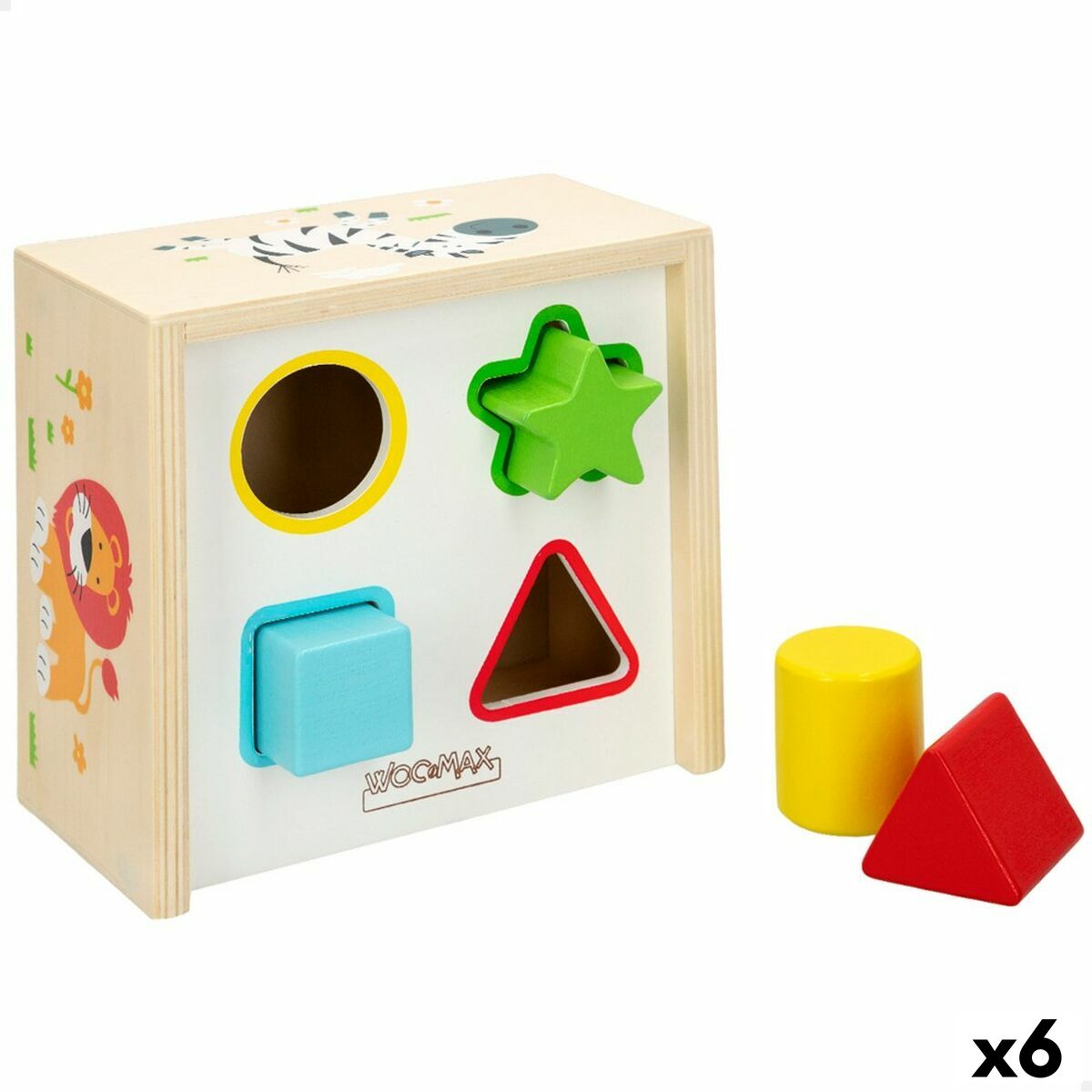 Puzzle Infantil de Madeira Woomax Formas 13,5 x 7,5 x 13 cm (6 Unidades) - EcoNest