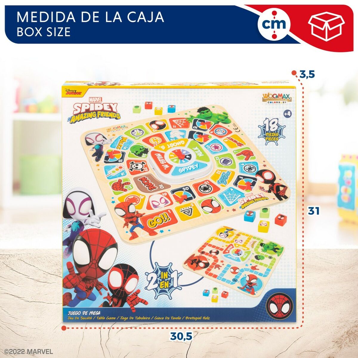 Tabuleiro de Jogo dos Cavalinhos e da Glória Spidey 29,5 x 3,5 x 29,5 cm (18 Peças) (6 Unidades) - EcoNest