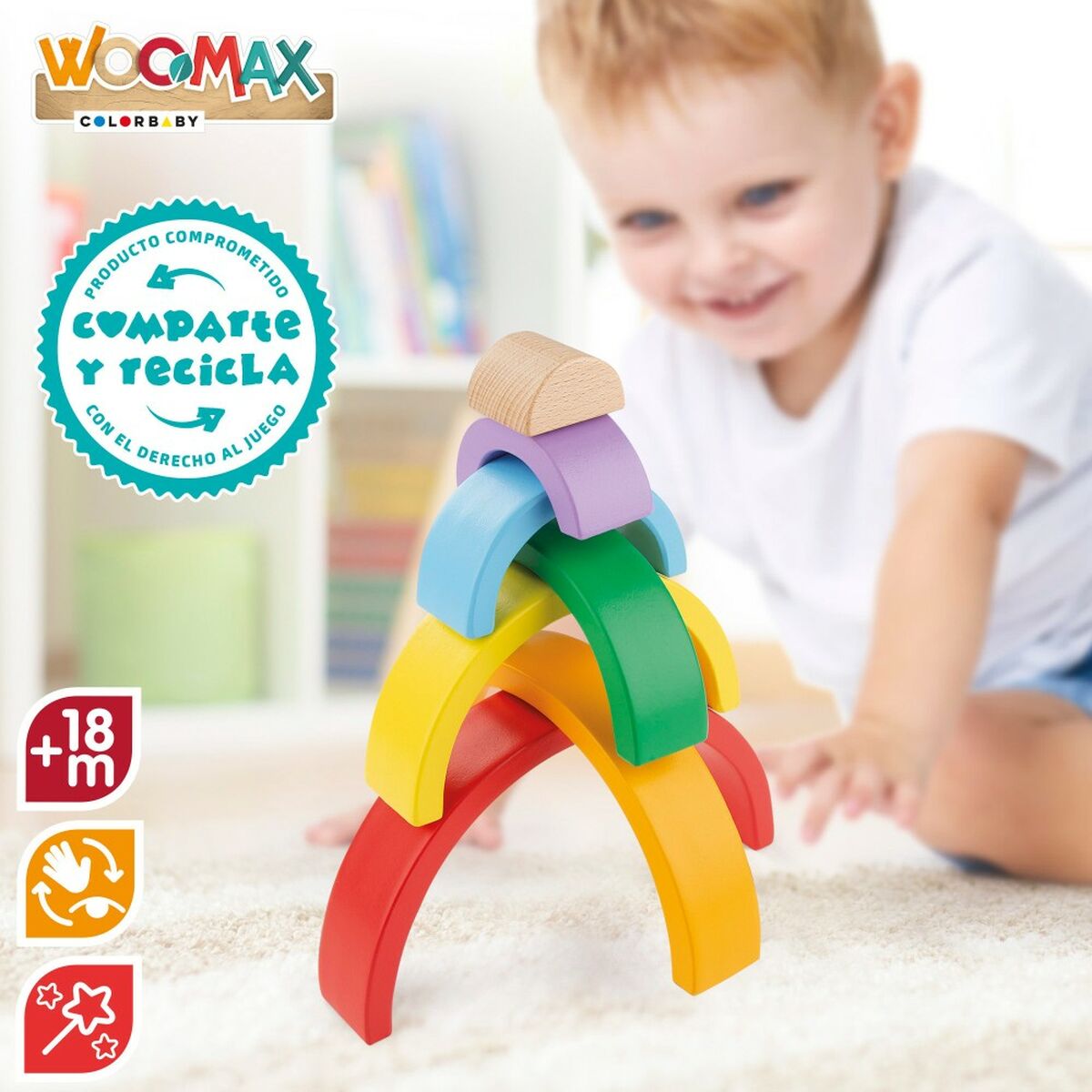 Jogo de habilidade Woomax Arco-íris 21 x 10 x 3,5 cm (12 Unidades) - EcoNest