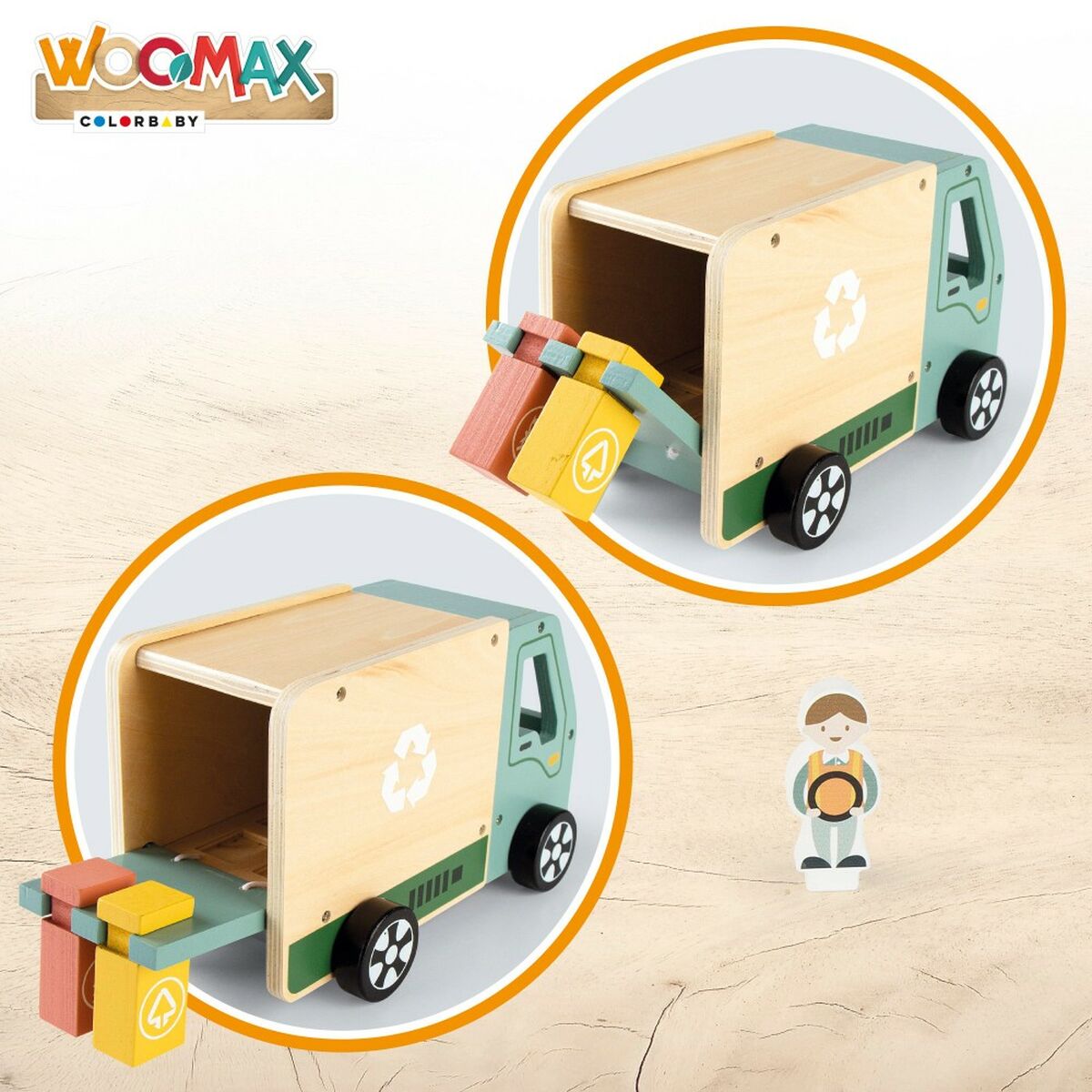 Camião de Lixo Woomax Brinquedo 8 Peças 24 x 15 x 13,5 cm (4 Unidades) - EcoNest