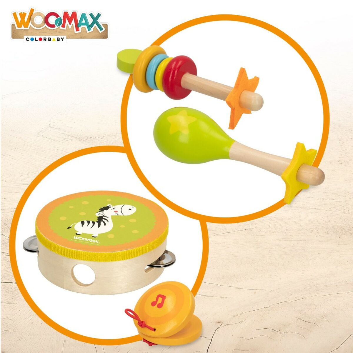 Jogo conjunto de instrumentos musicais Woomax Madeira 14,5 x 4,5 x 14,5 cm (4 Unidades) - EcoNest