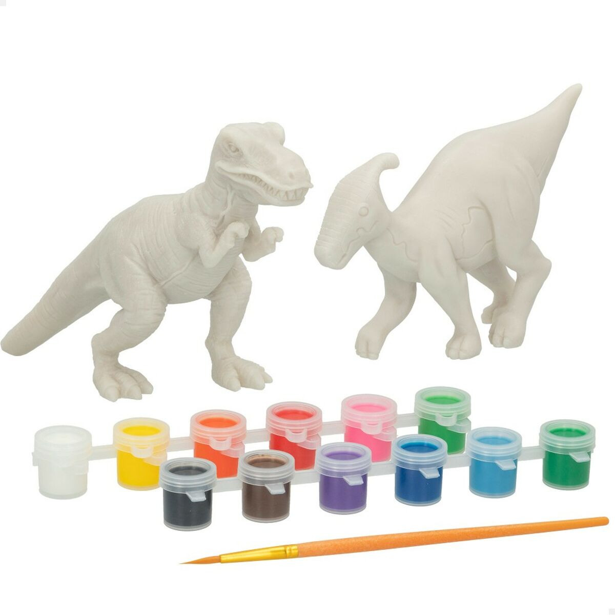 Conjunto 2 Dinossauros PlayGo 15 Peças 6 Unidades 14,5 x 9,5 x 5 cm Dinossauros Para pintar - EcoNest