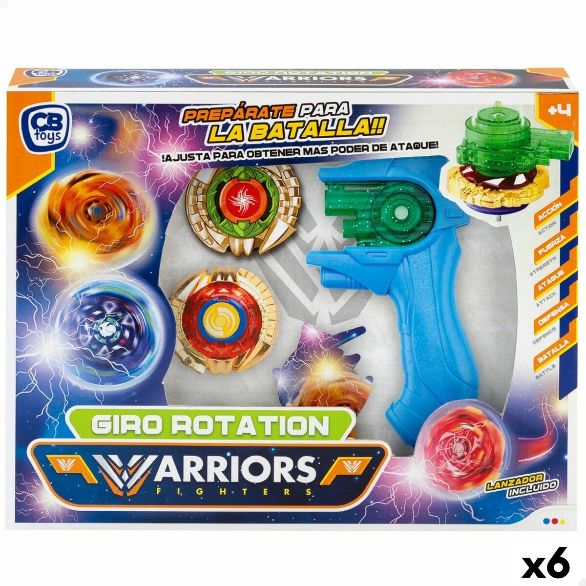 Set of spinning tops Colorbaby Warriors Fighters 6 Unidades - EcoNest