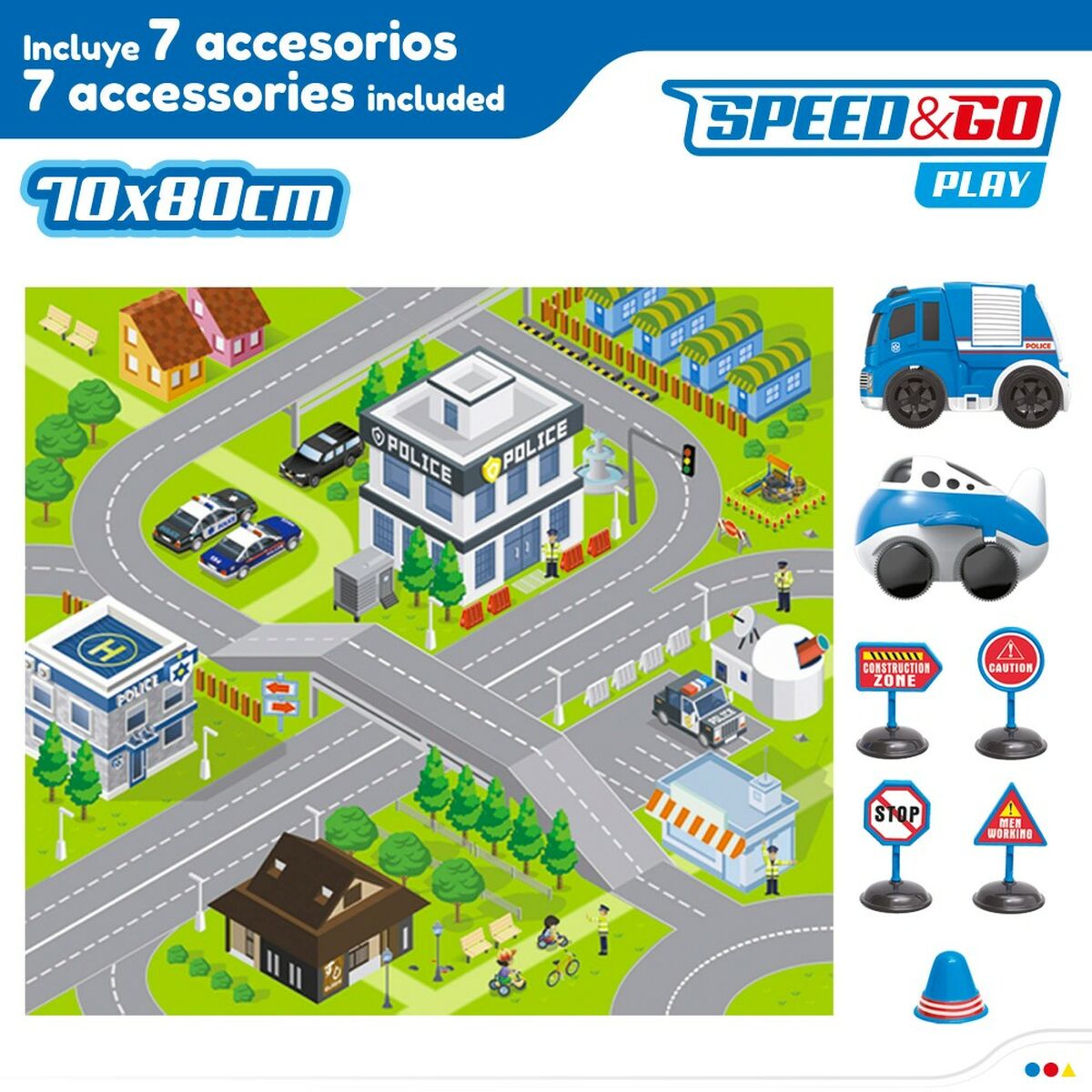 Tapete de jogos Speed & Go Acessórios Veículos Estrada Tecido Plástico (6 Unidades) - EcoNest