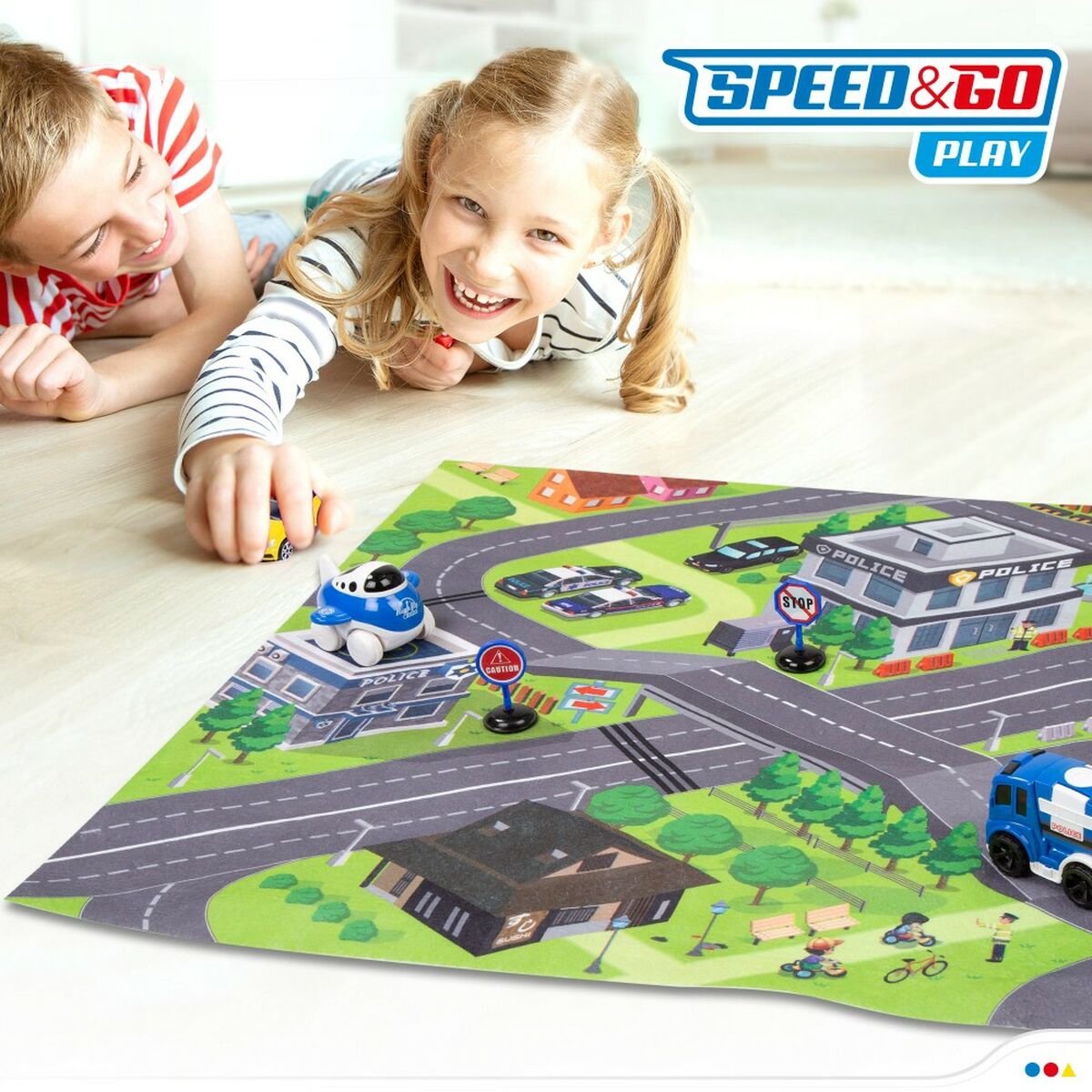 Tapete de jogos Speed & Go Acessórios Veículos Estrada Tecido Plástico (6 Unidades) - EcoNest