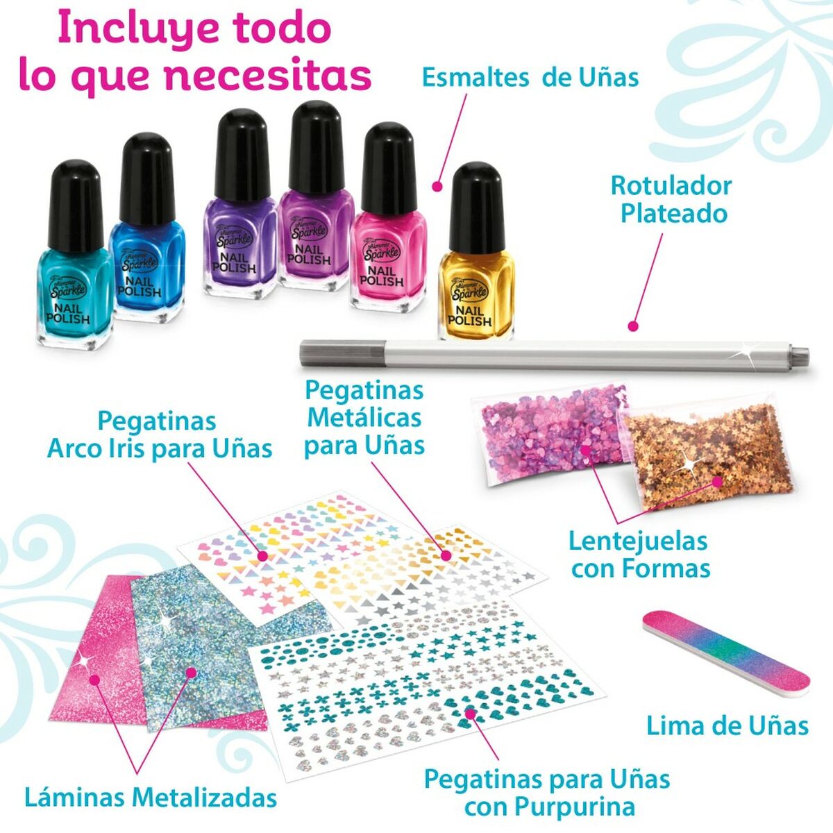 Conjunto de Beleza Cra-Z-Art Infantil metálico Arco-íris Unhas 4 Unidades - EcoNest