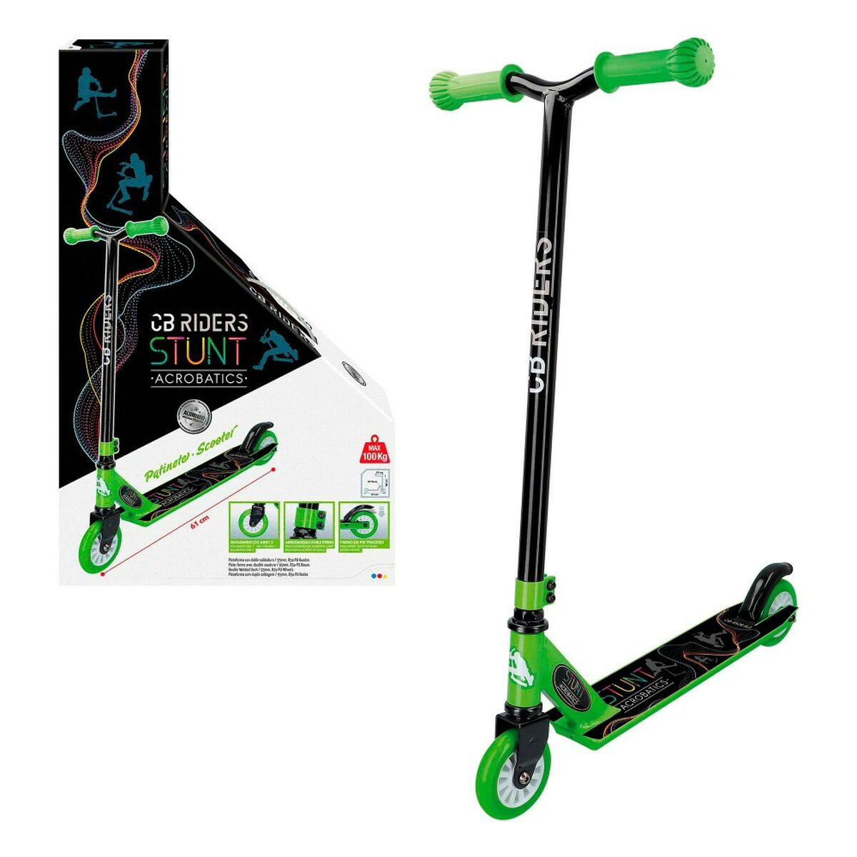 Trotinete Colorbaby Preto Verde 4 Unidades - EcoNest