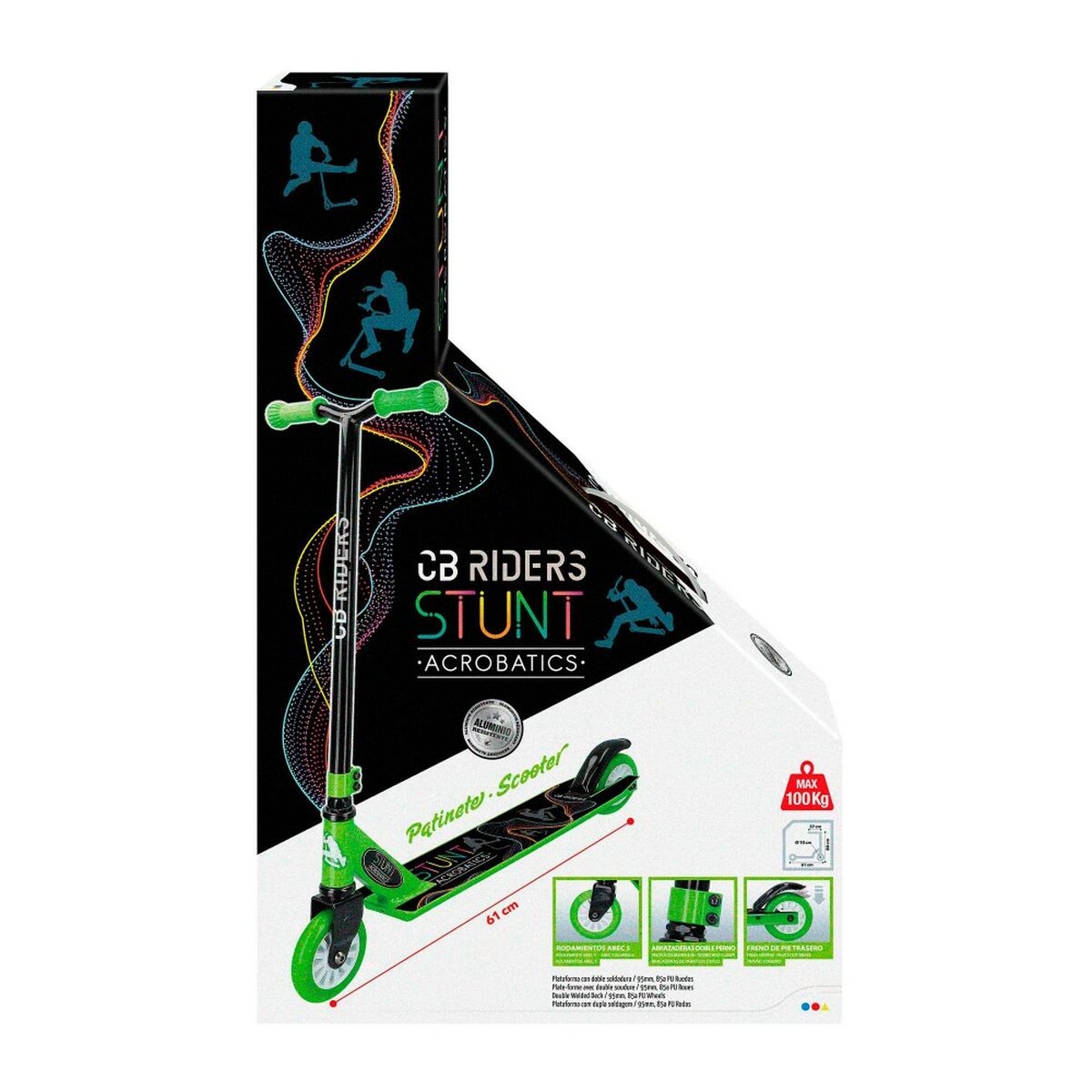 Trotinete Colorbaby Preto Verde 4 Unidades - EcoNest