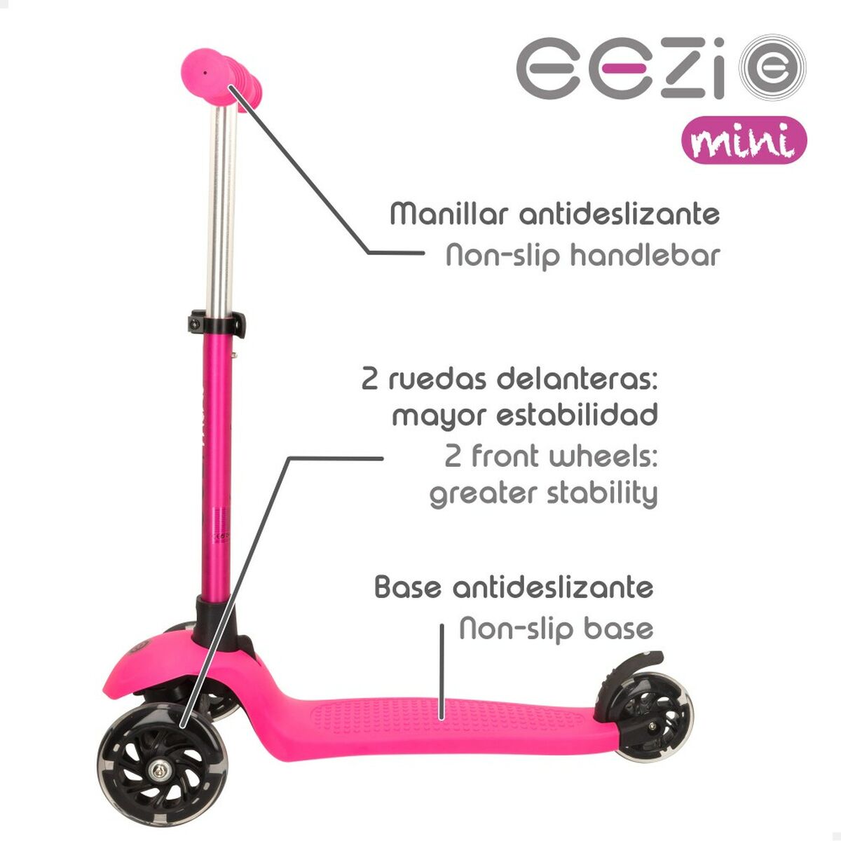 Patinete Scooter Eezi Cor de Rosa 2 Unidades - EcoNest