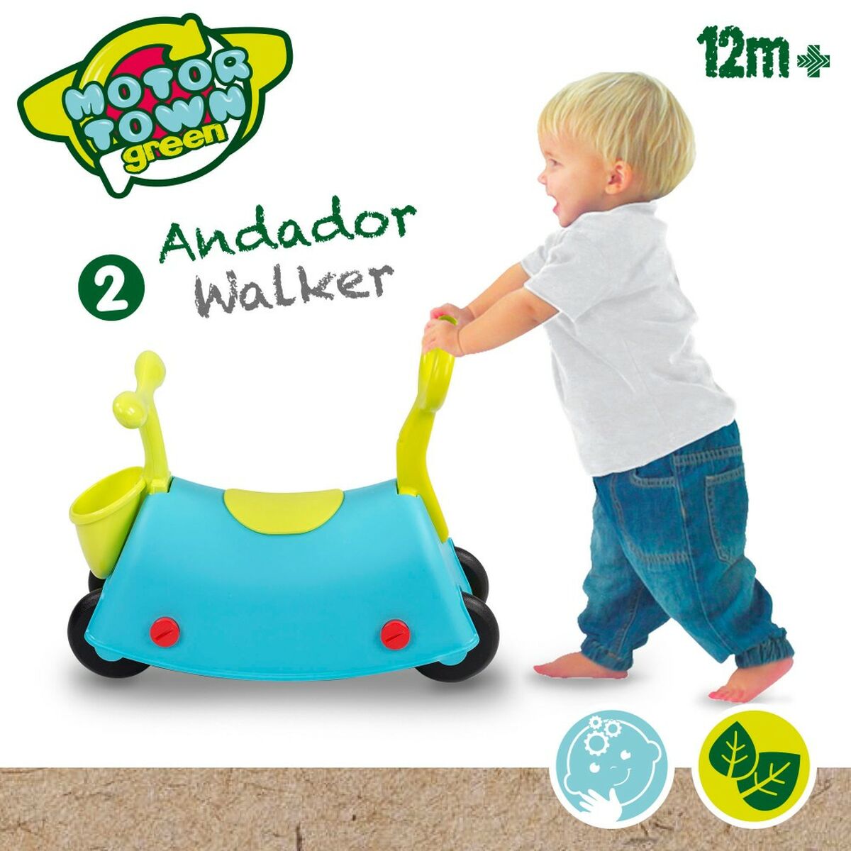 Andarilho Motor Town Azul Verde 3 em 1 54 x 44 x 26 cm (2 Unidades) - EcoNest