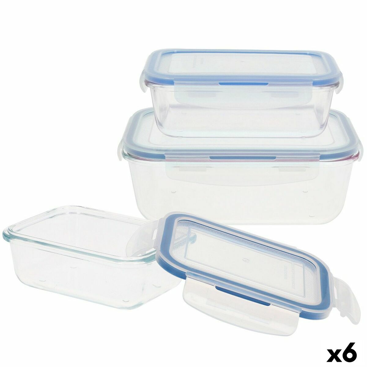 Conjunto de Recipientes de Cozinha Herméticos Empilháveis Max Home 6 Unidades 23 x 7,5 x 17,5 cm - EcoNest