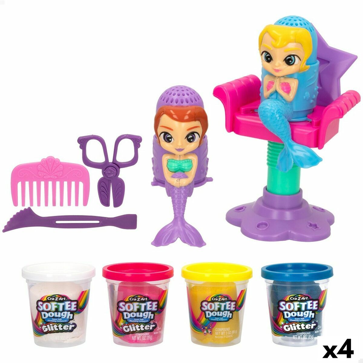 Jogo de Plasticina Cra-Z-Art Softee Dough Cabelo sirenas (4 Unidades) - EcoNest