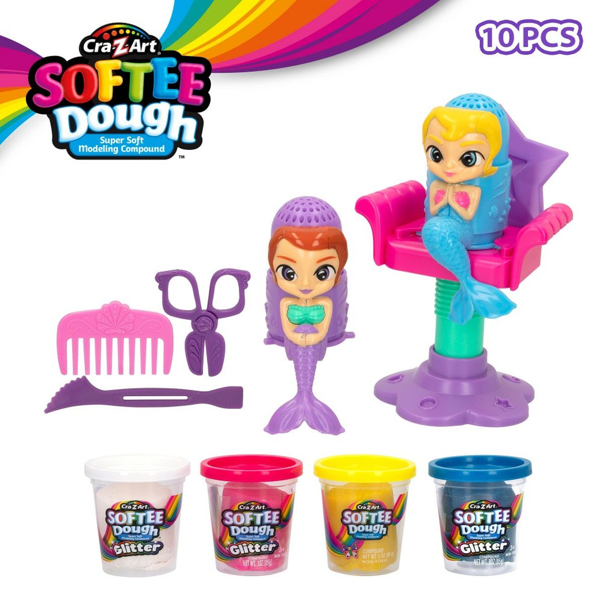 Jogo de Plasticina Cra-Z-Art Softee Dough Cabelo sirenas (4 Unidades) - EcoNest