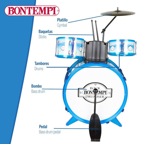 Bateria Musical Bontempi Azul Plástico 85 x 68 x 65 cm (9 Peças) (2 Unidades) - EcoNest