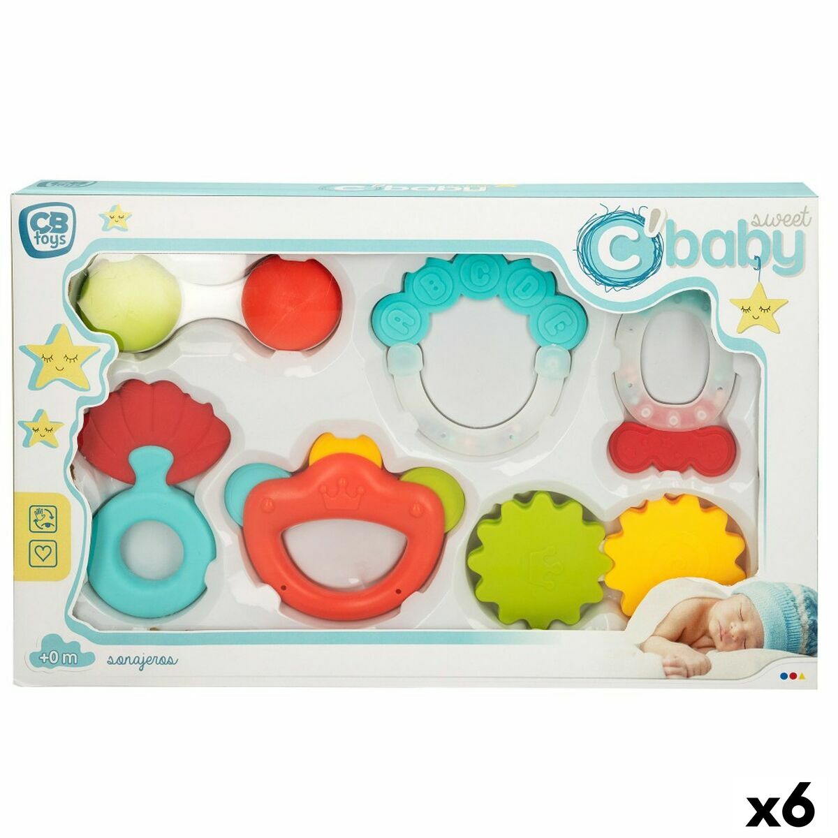 Conjunto de chocalhos Colorbaby 6 Peças 12,5 x 1,5 x 6,5 cm (6 Unidades) - EcoNest