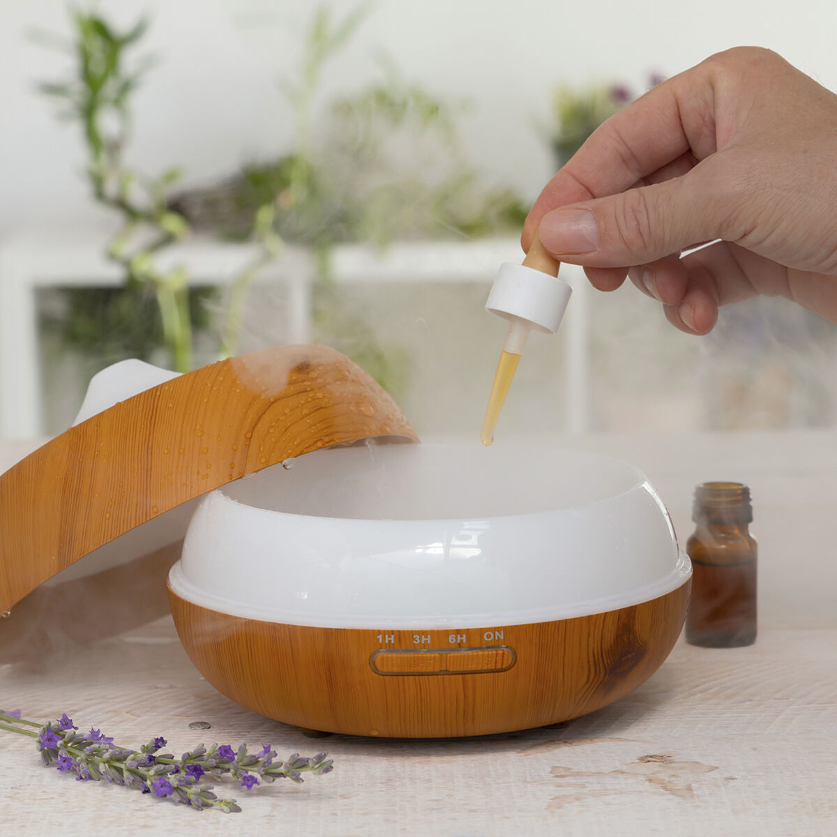 Humidificador Difusor de Aromas com LED Multicores Wooden-Effect InnovaGoods - EcoNest