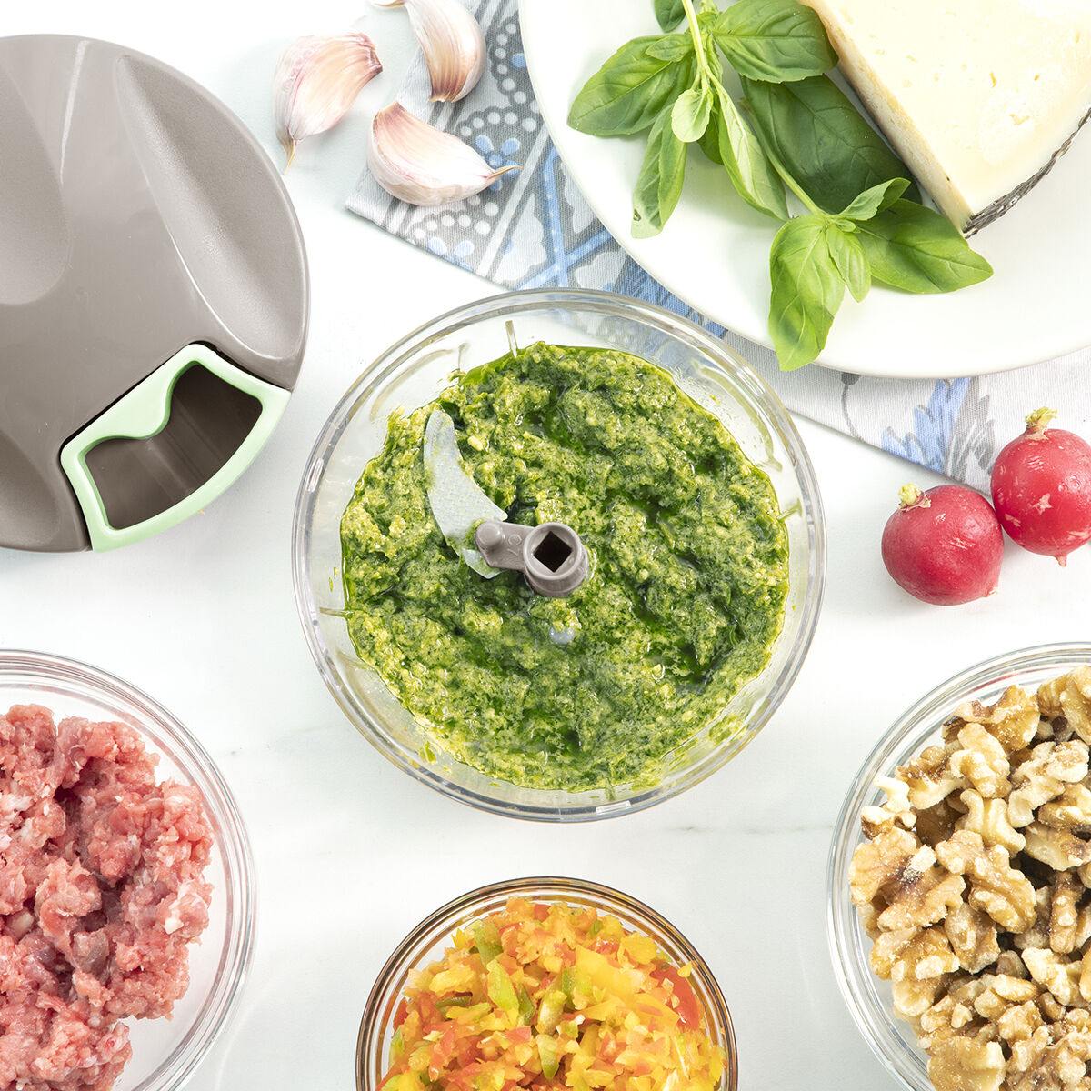 Mini picadora manual com fio Spinop InnovaGoods - EcoNest