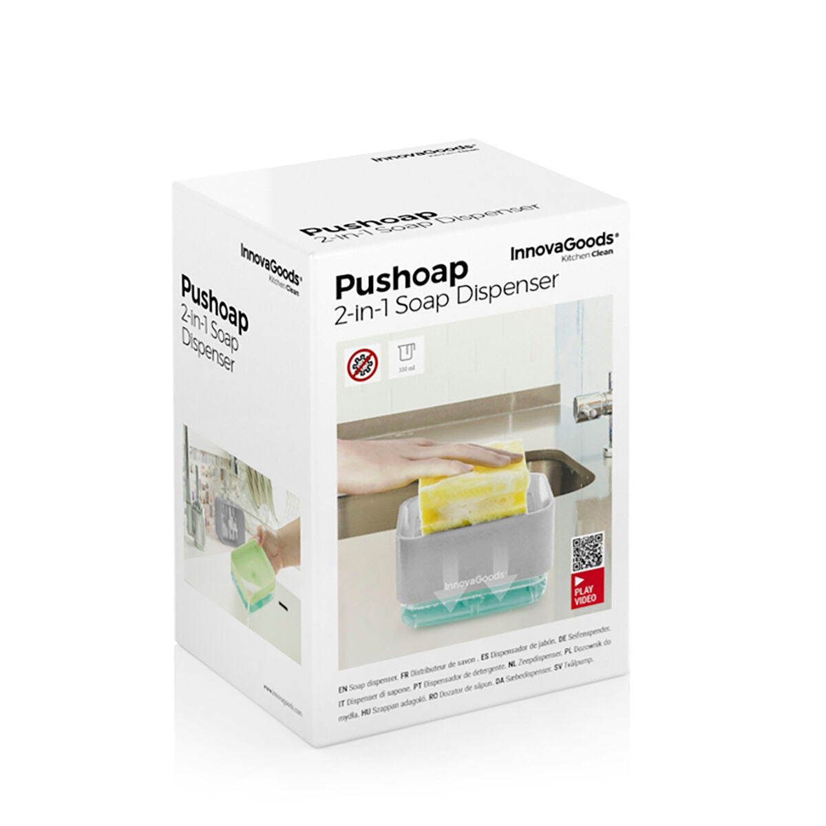 Dispensador de detergente 2 em 1 para lava-louça Pushoap InnovaGoods - EcoNest