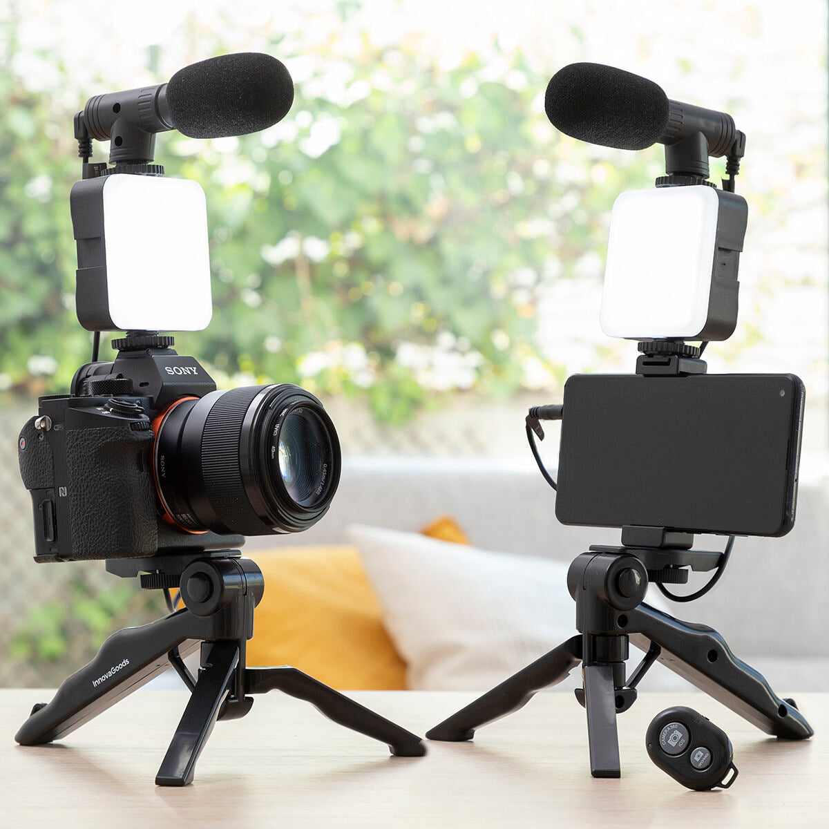 Kit Vlogging com Luz, Microfone e Comando Plodni InnovaGoods 6 Peças - EcoNest